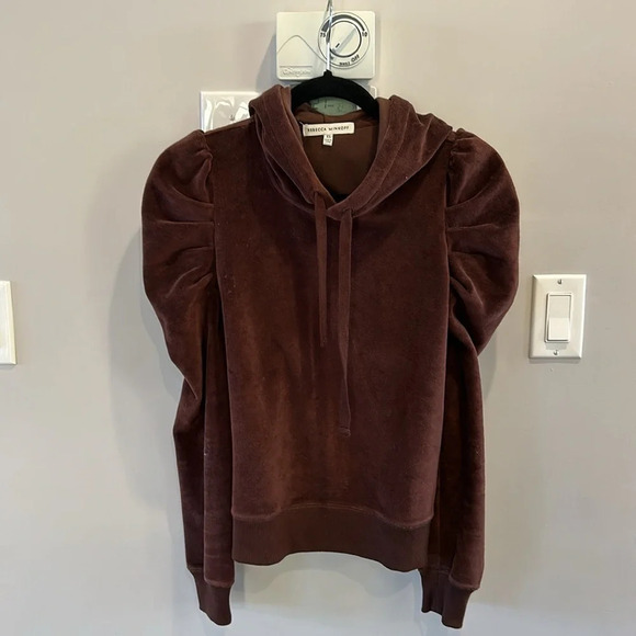 Rebecca Minkoff Janine Velour Hoodie Brown - Picture 4 of 5